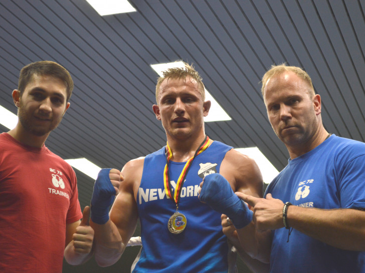 Trainer Alan Kantimirow, Patryk Sipowicz, Cheftrainer Thomas Meyer (v.l.n.r.). Foto: Jonas Dräger
