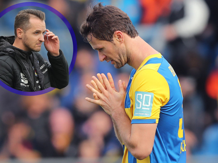 Christian Flüthmann (kleines Bild) wirkt ratlos: Spieler wie Nick Proschwitz lassen zu viel liegen. Fotos: Agentur Hübner/ Zahlen:  Jussi-Pekka Rode/Wyscout.com