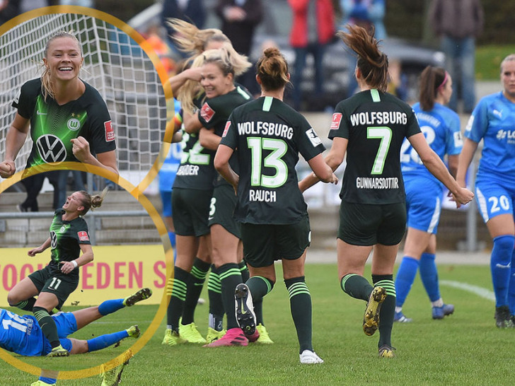 Klarer Sieg und doch große Sorgen: Fridolina Rolfö (li. o.) und Alex Popp (li. u.) fielen verletzt aus. Fotos: Bremes/Täger