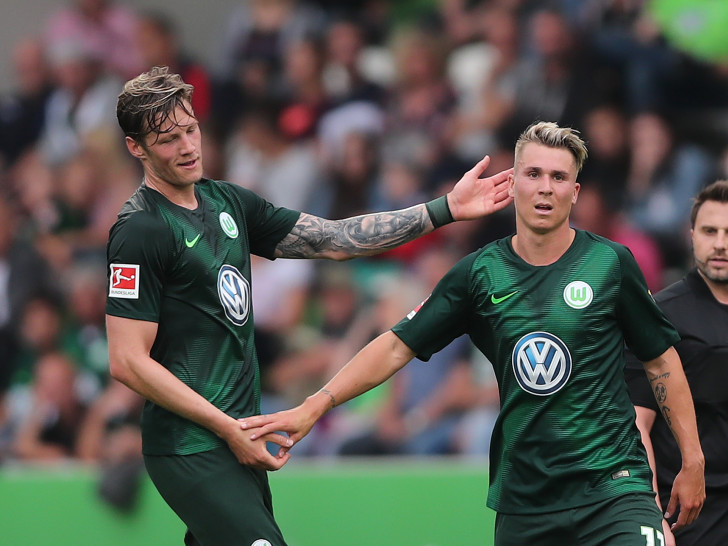 Felix Klaus (re.) erzielte beide Treffer für den VfL Wolfsburg. Fotos: Agentur Hübner