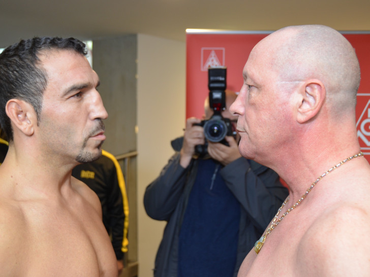 Firat Arslan und Uwe Hück stehen sich am morgigen Freitag im Ring gegenüber. Foto: Tiemann