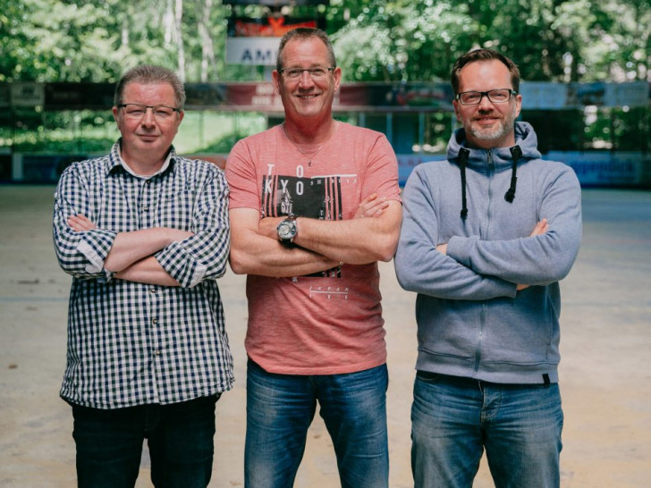 Neu in der Verantwortung: Bernd Wohlmann (Sportchef), Arno Lörsch (Cheftrainer) und Steffen Heister (Pressesprecher). Foto: Harzer Falken