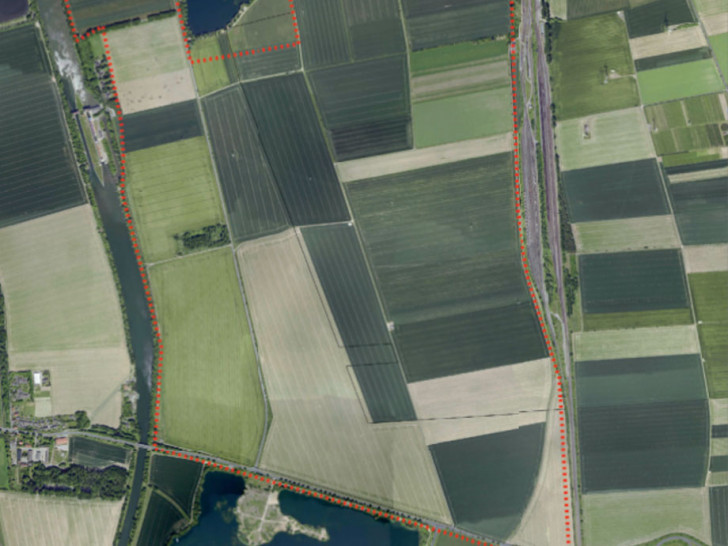 Hier könnte in Zukunft das Gewerbegebiet entstehen. Luftbild: Stadt Braunschweig