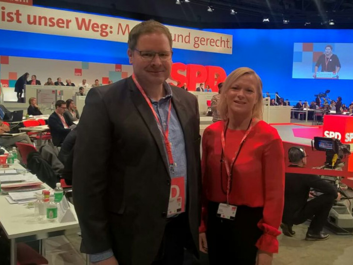 Marcus Bosse und Dunja Kreiser reisten zum SPD-Bundesparteitag nach Berlin. Foto: SPD