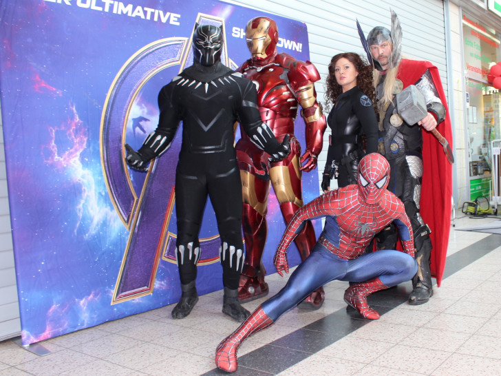 Black Panther, Iron Man, Black Widow, Thor und Spiderman waren zu Besuch im Forum. Fotos: Julia Seidel