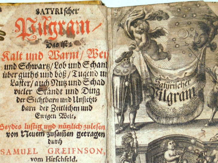 Titelblatt und Kupfertitel des „Satyrischen Pilgram“ von Hans Jacob Christoph von Grimmelshausen, 1. und 2. Teil, Leipzig (1667). Foto: HAB