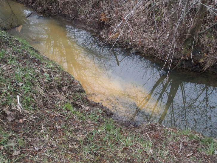 Eisenocker fließt aus einer Drainage. Foto: Landkreis Wolfenbüttel