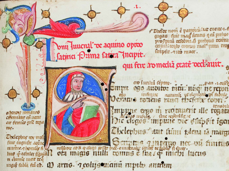 Juvenal, Initiale mit Bild des Autors, Vicenza, 14. Jh. Foto: HAB