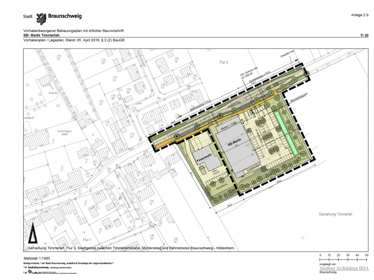 Vorhabenplan, Supermarkt Timmerlah, Quelle: Stadt Braunschweig