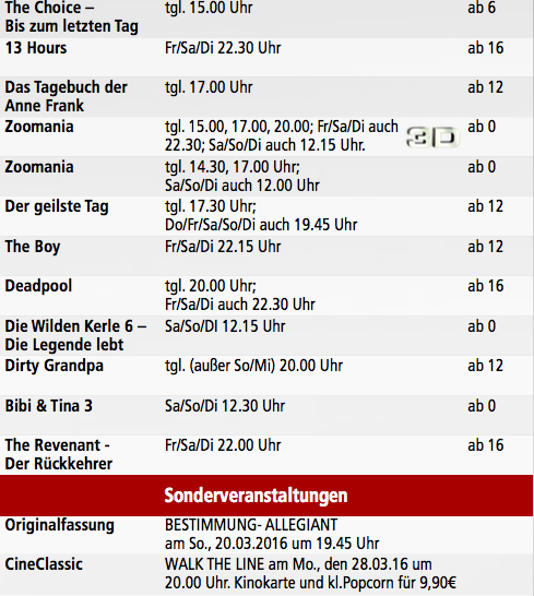 Kinoprogramm vom 3. bis 9. März. Foto: Privat