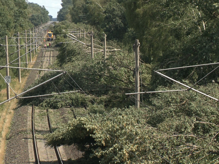 Teilweise stürzten während des Unwetters ganze Baumreihen auf die Gleise. Foto: aktuell24