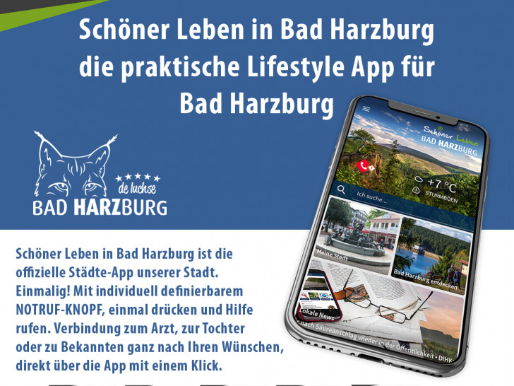 Praktische Lifestyle-App für Touristen in Bad Harzburg. Plakat: Kur-, Tourismus- und Wirtschaftsbetriebe der Stadt Bad Harzburg GmbH
