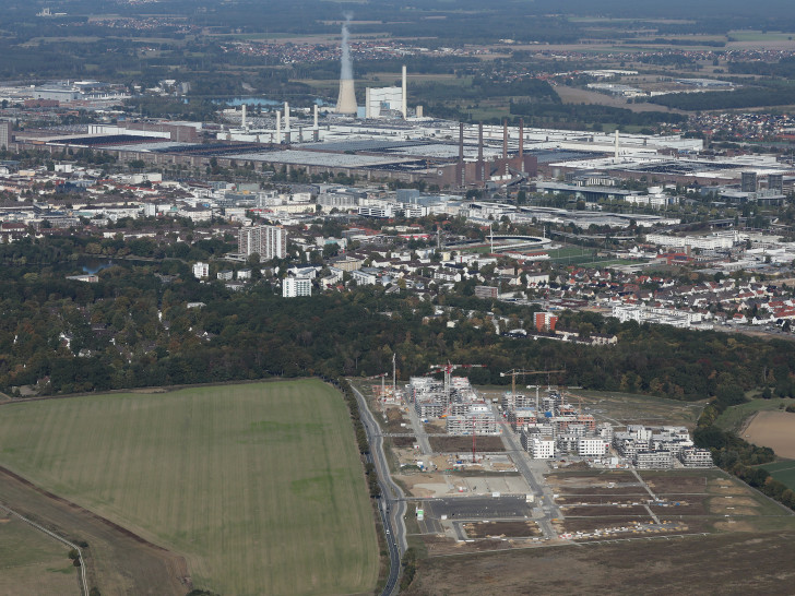 Ein Luftbild der Steimker Gärten in Wolfsburg. Foto: Matthias Leitzke