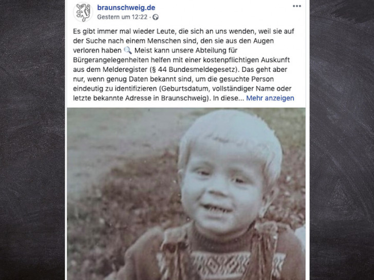So sah Bernhard als Kind aus. In einem Post auf ihrer Facebookseite sucht die Stadt Braunschweig nach Bernhard. Foto: Facebook/Stadt Braunschweig