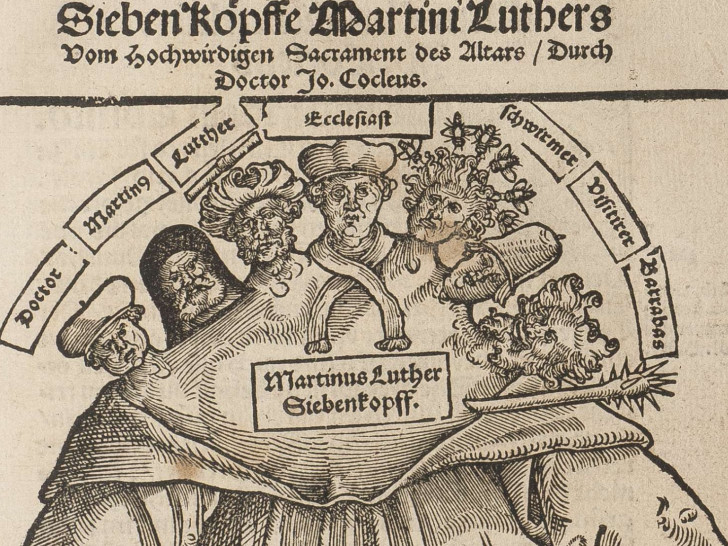 Johannes Cochlaeus, Sieben Köpffe Martini Luthers, Leipzig 1529. Foto: HAB