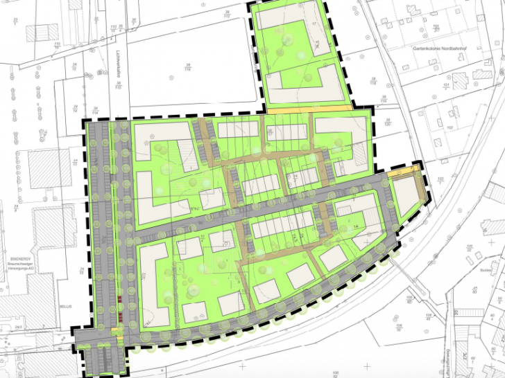 Der Entwurf des Bebauungsplans „Nordanger“ soll bald ausgelegt werden, teilte die Stadt mit. Grafik: Stadt Braunschweig
