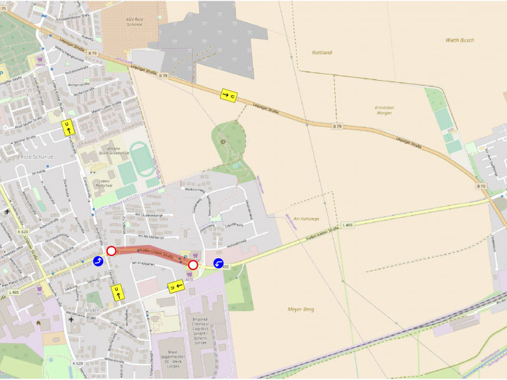 Hier müssen sich die Autofahrer auf Verkehrseinschränkungen einstellen. Karte: Stadt Wolfenbüttel