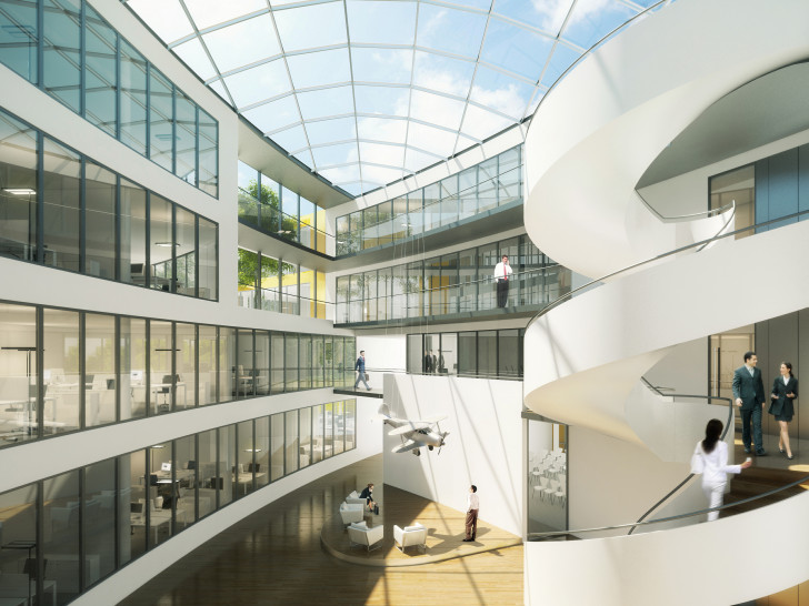 Mit 215.000 Euro verteilt über drei Jahre will die Wirtschaftsförderungsgesellschaft Braunschweig Zukunft einen „Innovationsflügel“ im Lilienthalhaus am Forschungsflughafen etablieren . Foto: Cube Visualisierungen