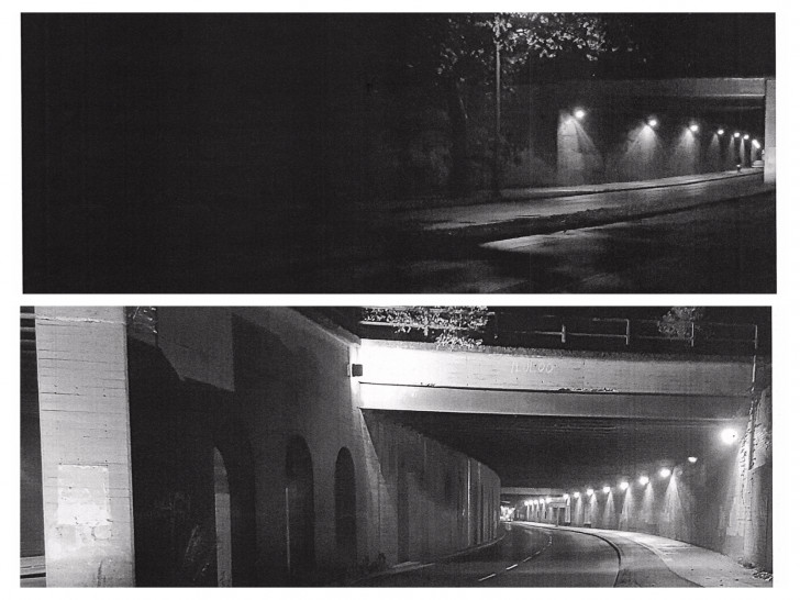 Laut BIBS ist nur die Eisenbahnbrücke, nicht aber der Weg dahinter ausreichend beleuchtet. Fotos: BIBS