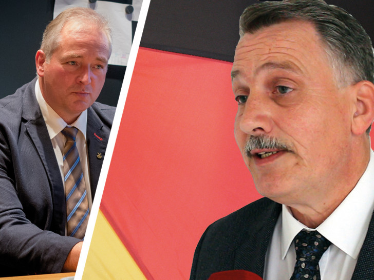 AfD-Kreistagsabgeordneter Klaus-Dieter Heid (rechts im Bild) ärgert sich über den CDU-Abgeordneten Frank Oesterhelweg. Fotomontage: Werner Heise