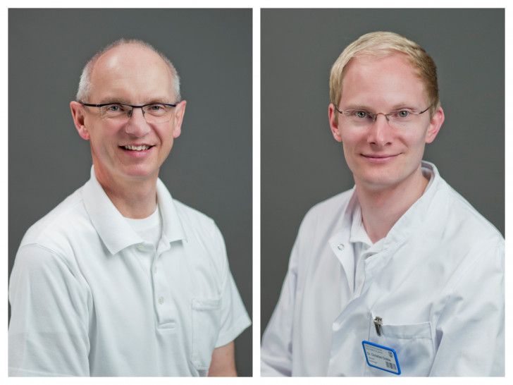 Prof. Dr. med. Dirk Hausmann, Chefarzt der Klinik für Innere Medizin - Kardiologie (li.) und Dr. Christian Gubbe, Oberarzt Klinik für Innere Medizin - Kardiologie am Städtischen Klinikum Wolfenbüttel. Fotos: Städtisches Klinikum Wolfenbüttel