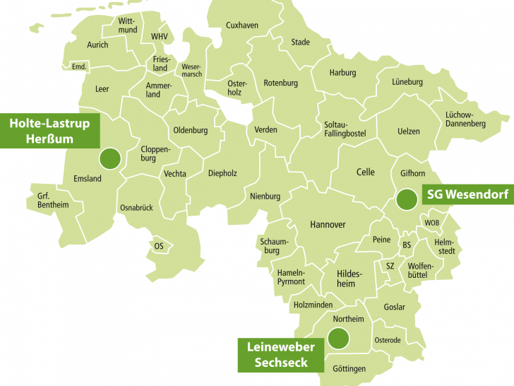 Modellregionen des Vorhabens „KlimaAllianz Dorfentwicklung und Landwirtschaft“ 
Karte: Landkreis Gifhorn