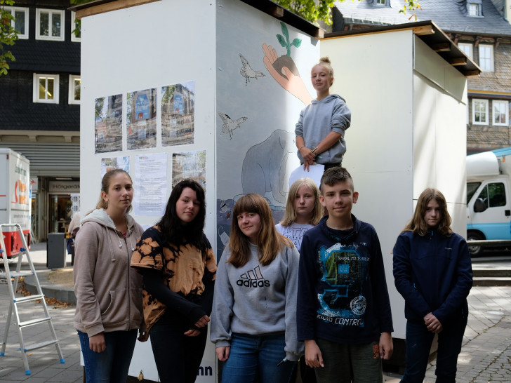 Schülerinnen und Schüler der Realschule „Goldene Aue“ haben sich dem Thema Klimaschutz künstlerisch genähert. Foto: Landkreis Goslar