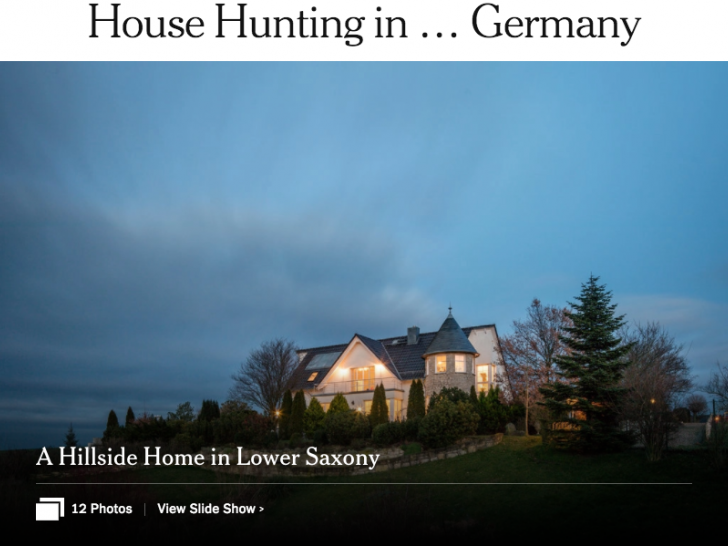 Gut sichtbar von der B79: Die Luxus-Villa in Groß Denkte. Foto/Screenshot: Andreas Meichsner/ New York Times