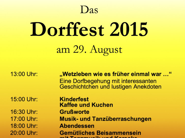Die Gemeinde Hedeper lädt zum Dorffest 2015 im Ortsteil Wetzleben ein. Foto: Privat
