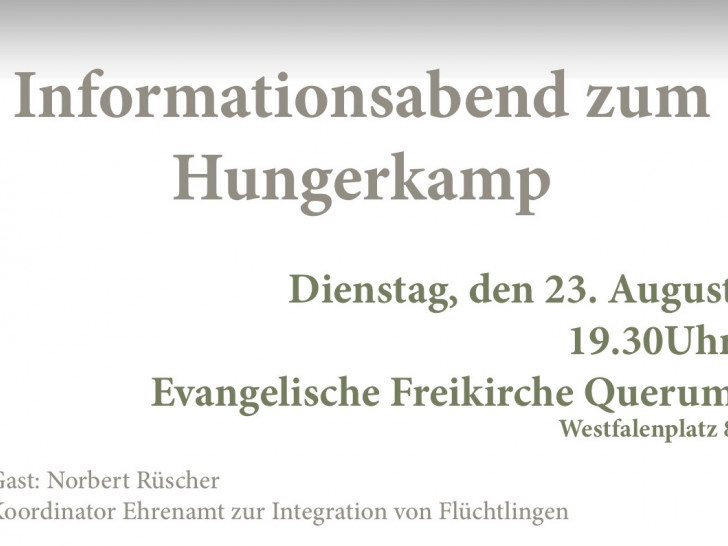  In vielen anderen Stadtteilen haben bereits die Bauarbeiten für einen dezentralen Wohnstandort von Flüchtlingen begonnen, nun folgt der Hungerkamp. Plakat: Veranstalter