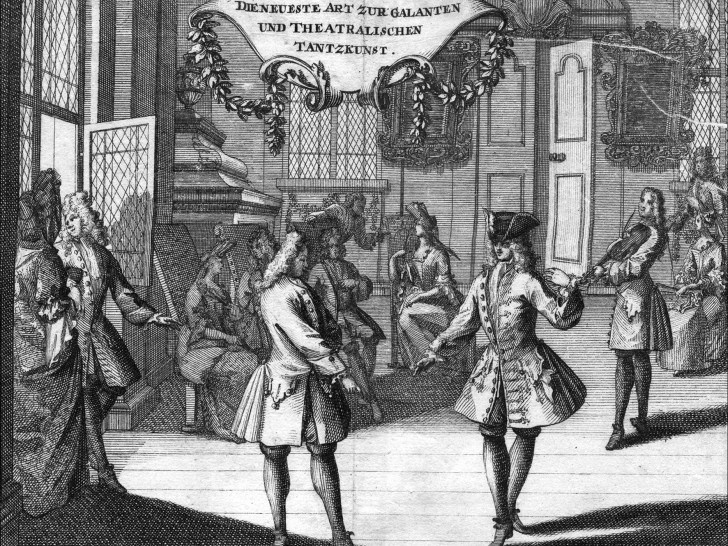 Louis Bonin: Die Neueste Art zur Galanten und Theatralischen Tantz- Kunst. Frankfurt & Leipzig, bey Johann Lochner, 1712.
Foto: HAB