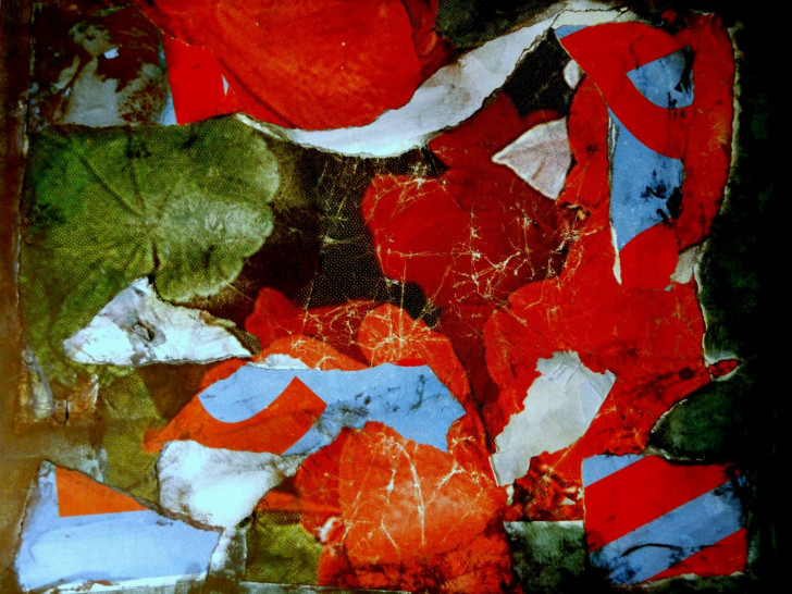 „Fragment“ heißt diese Acrylmalerei über Collage/Leinwand von Hans Manhart. Foto: Hans Manhart