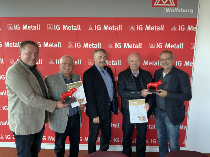  Von links: Matthias Disterheft, Alfred Pozar, Günter Lach, Werner Türk, Hartwig Erb. Foto: IG Metall