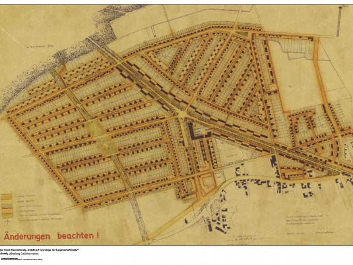 Der Bebauungsplan „Gemeinschaftssiedlung Lehndorf“ von 1938. Grafik: Stadt Braunschweig
