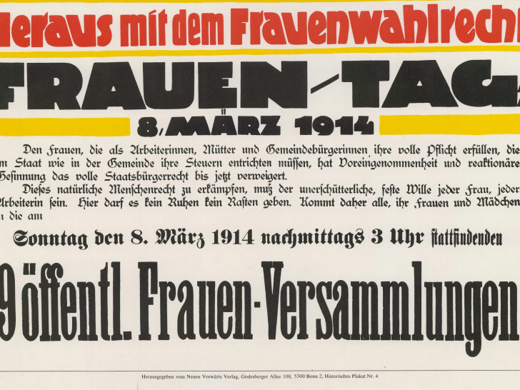 SPD-Plakat zum Internationalen Frauentag am 8. März 1914. Foto: Archiv der sozialen Demokratie der Friedrich-Ebert-Stiftung