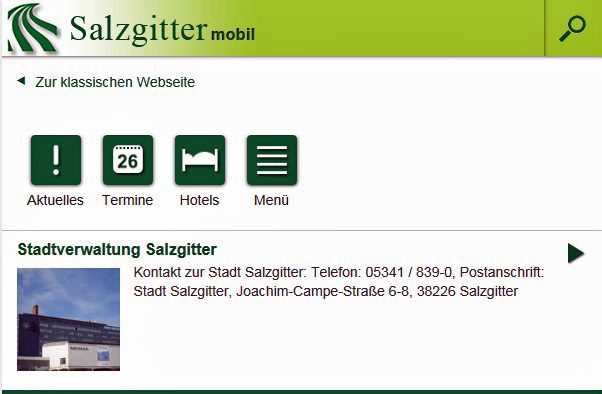 So sieht die mobile Ansicht der Seite aus. Foto: Stadt Salzgitter