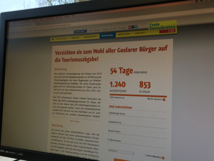 Noch bis zum 11. März läuft  die Online-Petition gegen die Tourismusabgabe in Goslar. Foto: Eva Sorembik