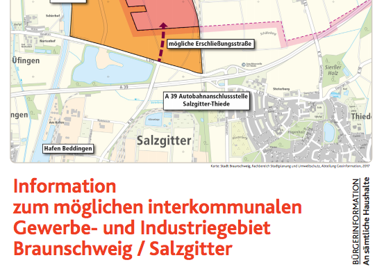 Die Stadt verteilt  Informationsflyer zu möglichem interkommunalen Gewerbegebiet. Foto: Stadt Braunschweig