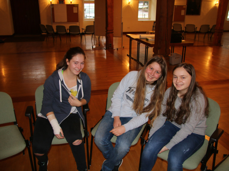 Marie (15) aus Bad Harzburg, Stine (16) aus Bettingerode, und Hannah (15) aus Harlingerode nahmen an den Workshops des Jugendforums teil. Foto: Nino Milizia