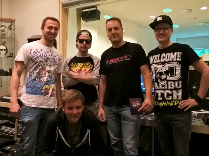 Die Gewinner-Band "Van Dammed" im Tonstudio. Foto: Rockbüro WF