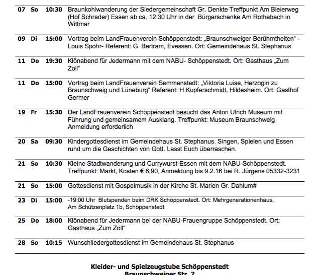 Veranstaltungskalender der Samtgemeinde Elm-Asse für Februar, Foto: Privat