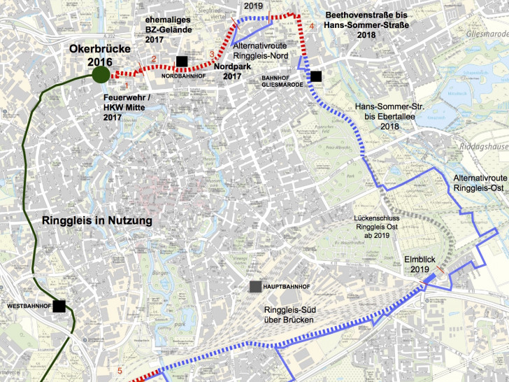 Vier weitere Kilometer für das Ringgleis sollen entstehen. Dafür will die Stadt 2,9 Millionen Euro investieren. Foto: Stadt Braunschweig
