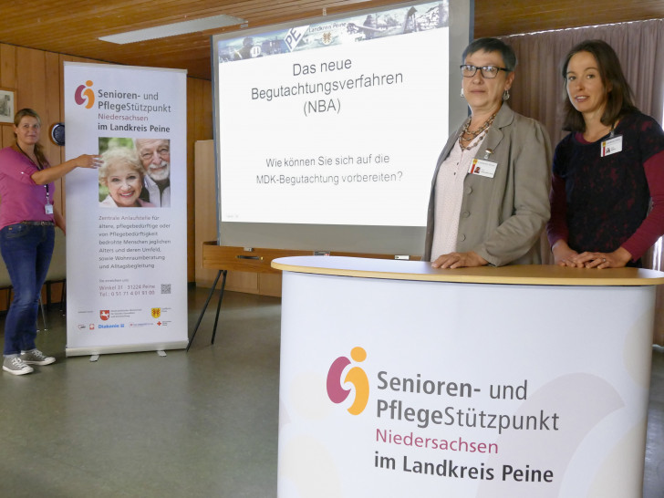 Die Pflegeberaterinnen Bianca Kaiser, Katarzyna Galuszka-Stolz und Joana Möbes freuen sich auf viele Zuhörer. Foto: Landkreis Peine