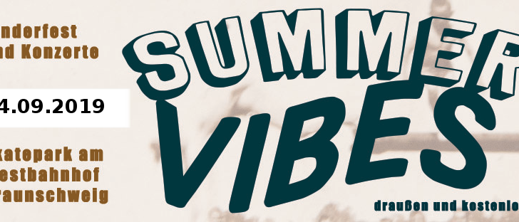 Am Samstag findet zum zehnten Mal das "SummerVibes" im Skatepark am Westbahnhof statt. Grafik: Jugendring Braunschweig e.V.