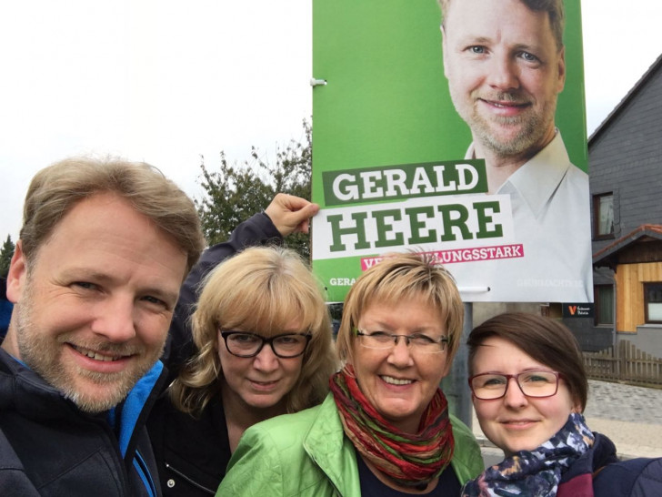 In Wahlkampfstimmung: Gerald Heere (von links), Martina Götzke, Doris Meyermann und Claudia Wilke. Foto: Die Grünen