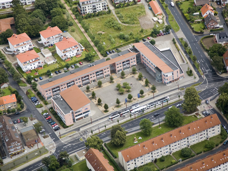 Das Objekt Stöckheimer Markt von oben per Luftaufnahme. Foto: BraWo/Dieter Heitefuß