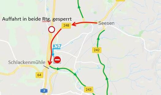 So wird der Verkehr ab Montag nach Seesen und zur A7 umgeleitet. Grafik: Stadtverwaltung Seesen
