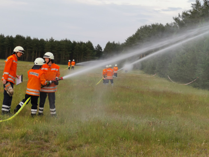Die FFW Meinersen und Ohof trainierten gemeinsam die Bekämpfung von Wald- und Vegetationsbränden. Foto: Carsten Schaffhauser