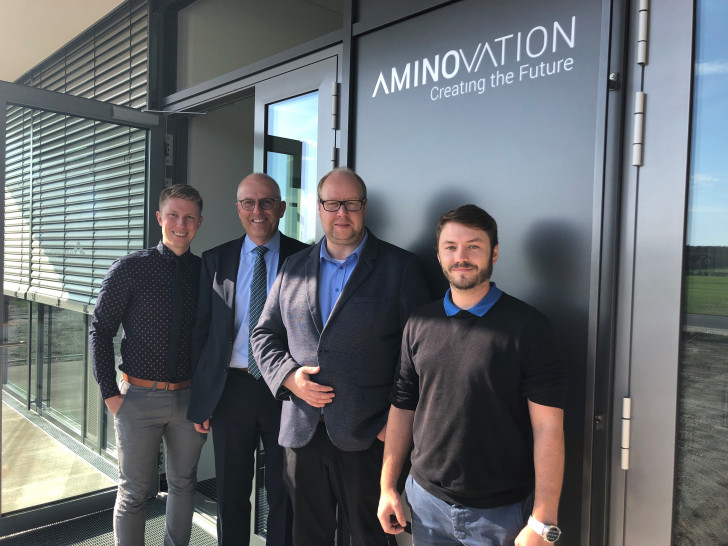 Der Landtagsabgeordnete Jörn Domeier besuchte kürzlich die Amino GmbH in Frellstedt. Foto: Amino GmbH