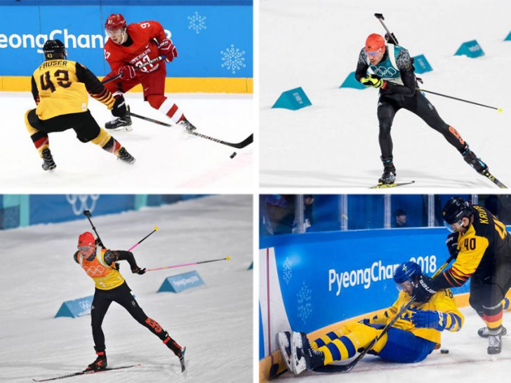 Gerrit Fauser, Arnd Peiffer, Franziska Hildebrand und Björn Krupp waren in PyeongChang dabei (von li. oben nach re. unten). Fotos: imago